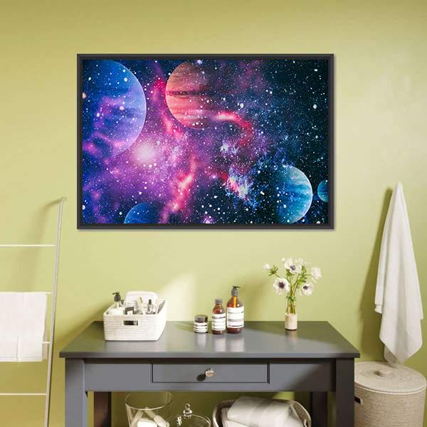 Colorful Planet Illustration Canvas Wall Art-3 Horizontal-Gallery Wrap-25" x 16"-Tiaracle