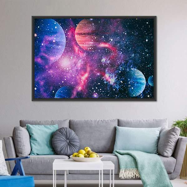 Colorful Planet Illustration Canvas Wall Art-3 Horizontal-Gallery Wrap-25" x 16"-Tiaracle