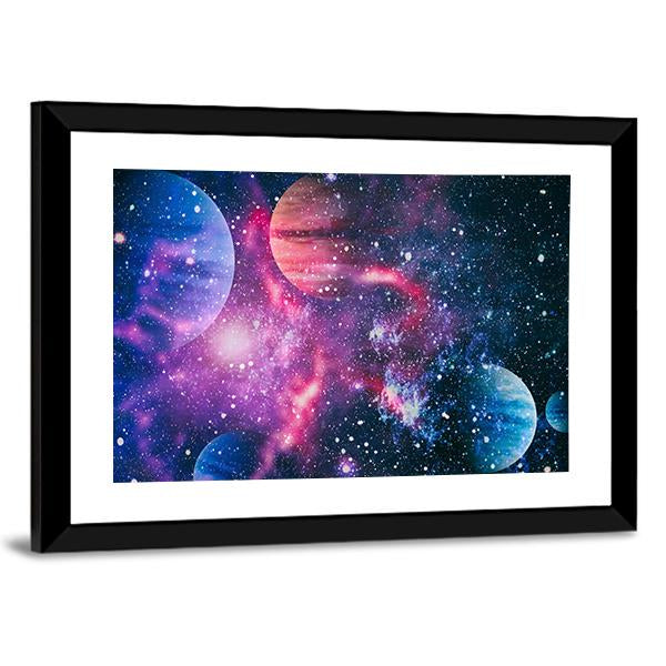 Colorful Planet Illustration Canvas Wall Art-3 Horizontal-Gallery Wrap-25" x 16"-Tiaracle