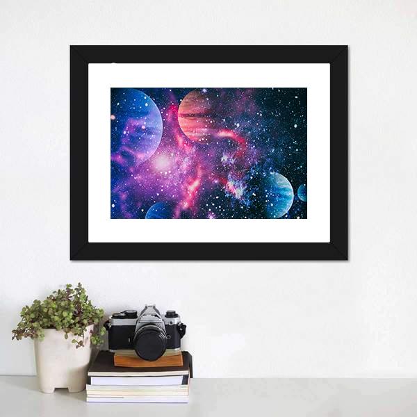 Colorful Planet Illustration Canvas Wall Art-3 Horizontal-Gallery Wrap-25" x 16"-Tiaracle
