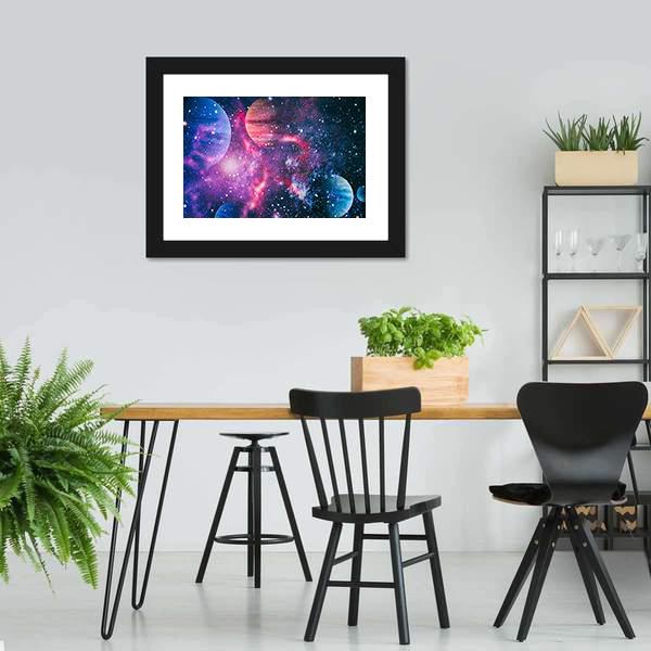 Colorful Planet Illustration Canvas Wall Art-3 Horizontal-Gallery Wrap-25" x 16"-Tiaracle