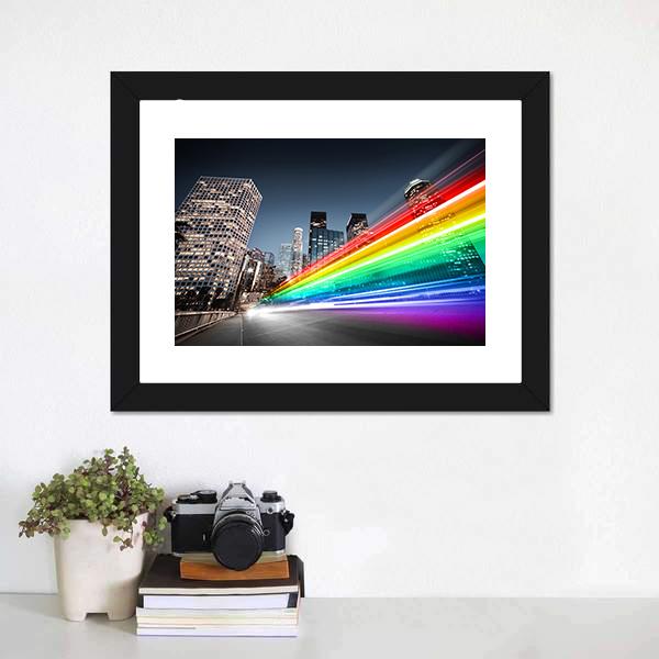 Colorful Rainbow Bus Traffic Canvas Wall Art-3 Horizontal-Gallery Wrap-25" x 16"-Tiaracle