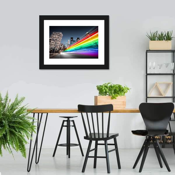 Colorful Rainbow Bus Traffic Canvas Wall Art-3 Horizontal-Gallery Wrap-25" x 16"-Tiaracle