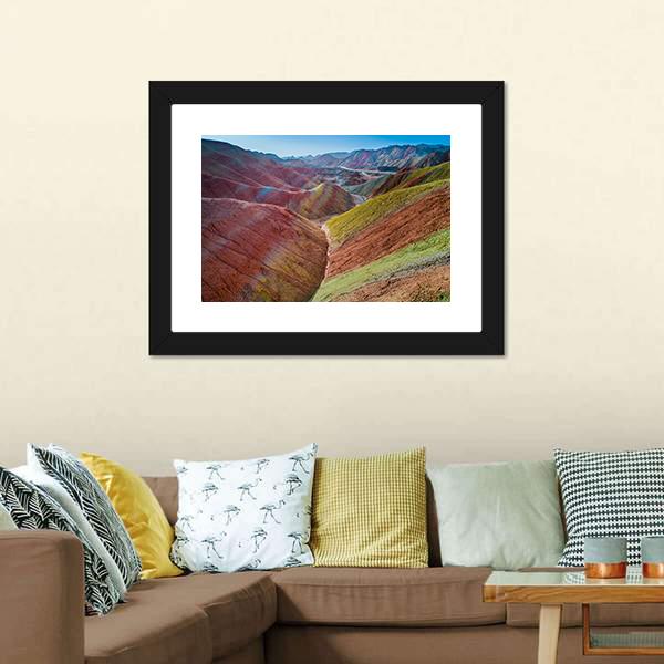 Colorful Rainbow Mountains Canvas Wall Art-1 Piece-Framed Print-20" x 16"-Tiaracle