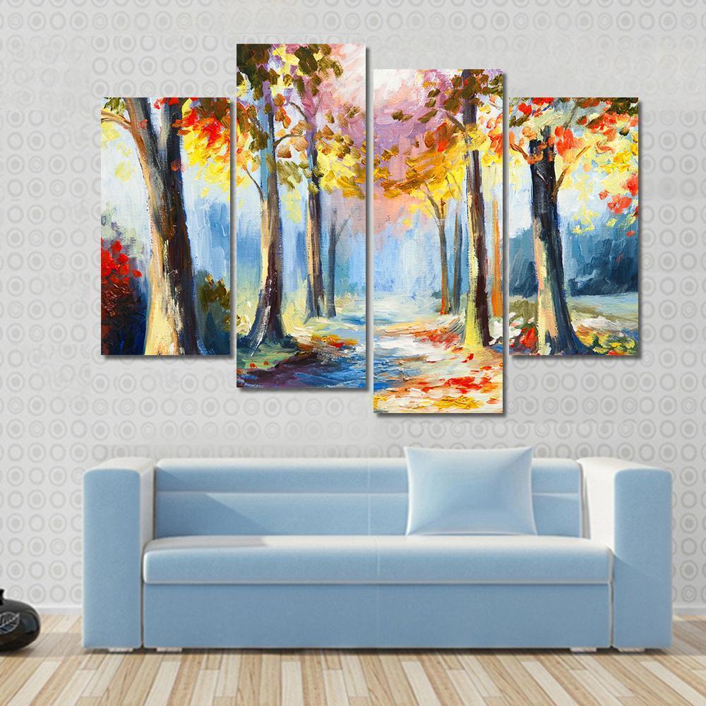 Colorful Spring Landscape Canvas Wall Art-4 Pop-Gallery Wrap-50" x 32"-Tiaracle