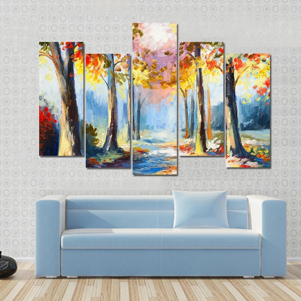 Colorful Spring Landscape Canvas Wall Art-5 Pop-Gallery Wrap-47&quot; x 32&quot;-Tiaracle