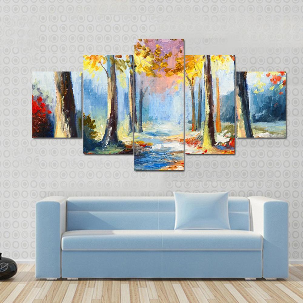 Colorful Spring Landscape Canvas Wall Art-5 Star-Gallery Wrap-62&quot; x 32&quot;-Tiaracle