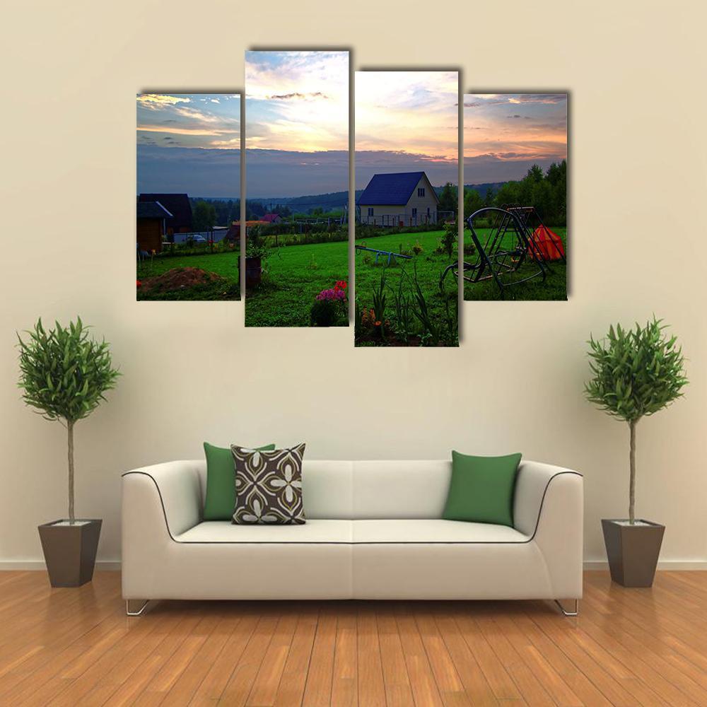 Colorful Summer In Russia Canvas Wall Art-4 Pop-Gallery Wrap-50" x 32"-Tiaracle