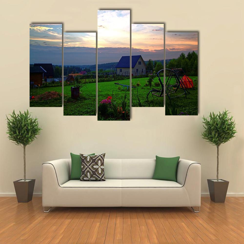 Colorful Summer In Russia Canvas Wall Art-5 Pop-Gallery Wrap-47" x 32"-Tiaracle