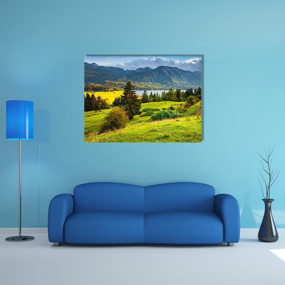 Morning On Bohinj Lake Canvas Wall Art-1 Piece-Gallery Wrap-48" x 32"-Tiaracle