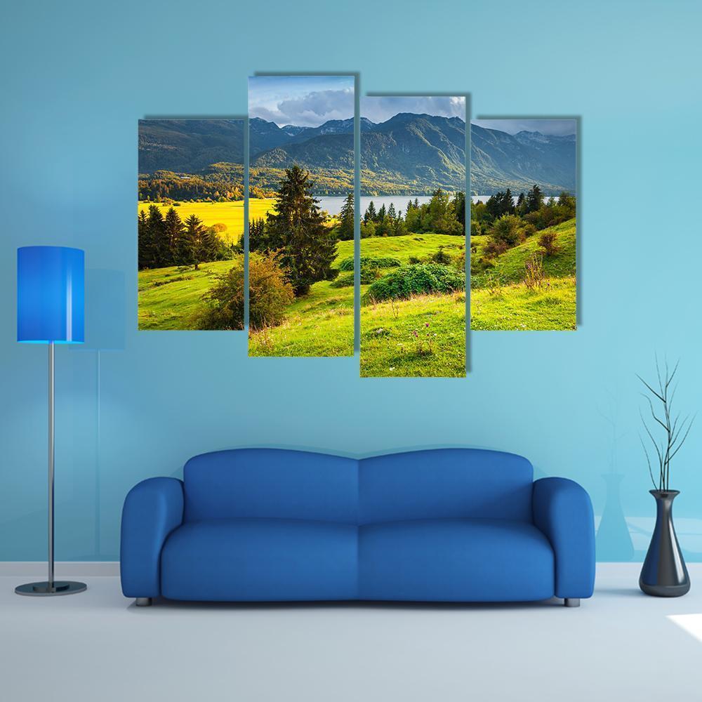 Morning On Bohinj Lake Canvas Wall Art-4 Pop-Gallery Wrap-50" x 32"-Tiaracle