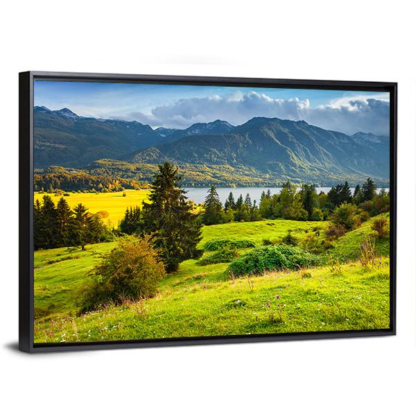 Morning On Bohinj Lake Canvas Wall Art-3 Horizontal-Gallery Wrap-25" x 16"-Tiaracle