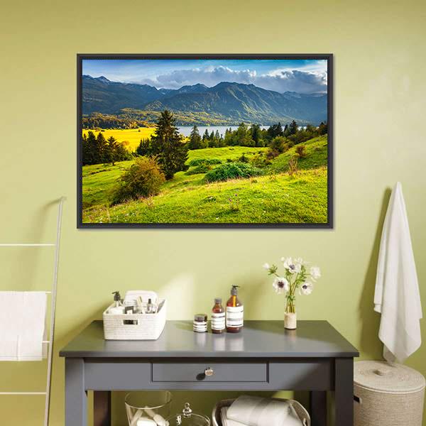 Morning On Bohinj Lake Canvas Wall Art-3 Horizontal-Gallery Wrap-25" x 16"-Tiaracle