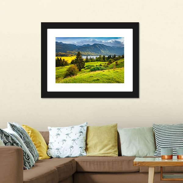 Morning On Bohinj Lake Canvas Wall Art-1 Piece-Framed Print-20" x 16"-Tiaracle
