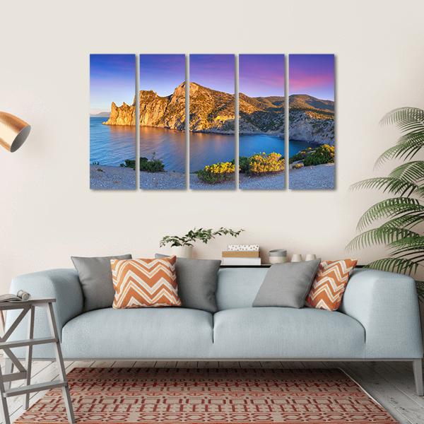 Summer Sunrise On Royal Bay Canvas Wall Art-5 Horizontal-Gallery Wrap-22" x 12"-Tiaracle