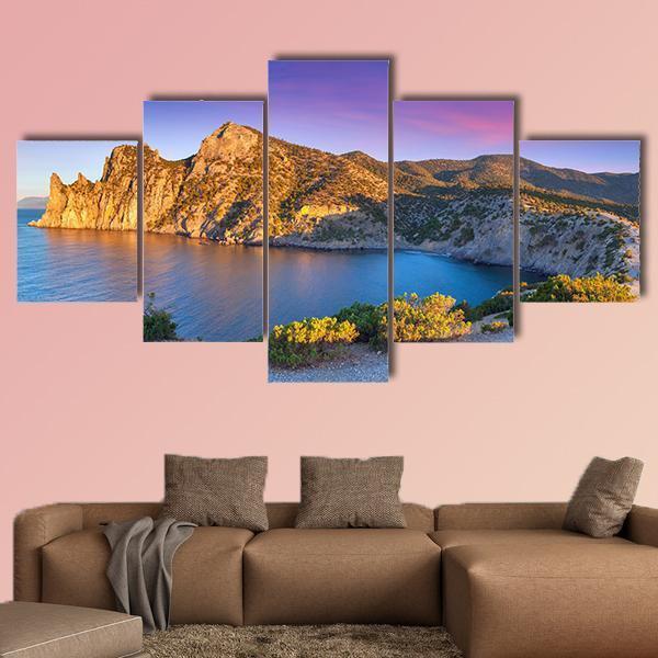 Summer Sunrise On Royal Bay Canvas Wall Art-5 Star-Gallery Wrap-62" x 32"-Tiaracle