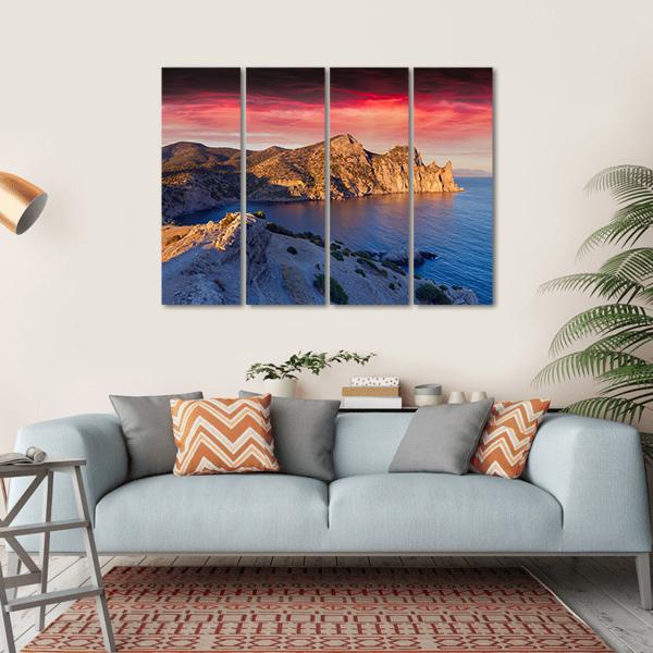 Summer Sunrise On Sea Canvas Wall Art-4 Horizontal-Gallery Wrap-34" x 24"-Tiaracle