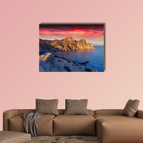 Summer Sunrise On Sea Canvas Wall Art-1 Piece-Gallery Wrap-48" x 32"-Tiaracle