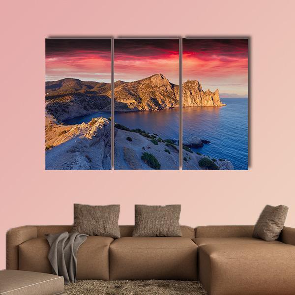 Summer Sunrise On Sea Canvas Wall Art-3 Horizontal-Gallery Wrap-25" x 16"-Tiaracle
