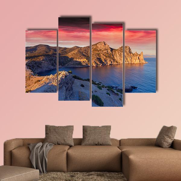 Summer Sunrise On Sea Canvas Wall Art-4 Pop-Gallery Wrap-50" x 32"-Tiaracle