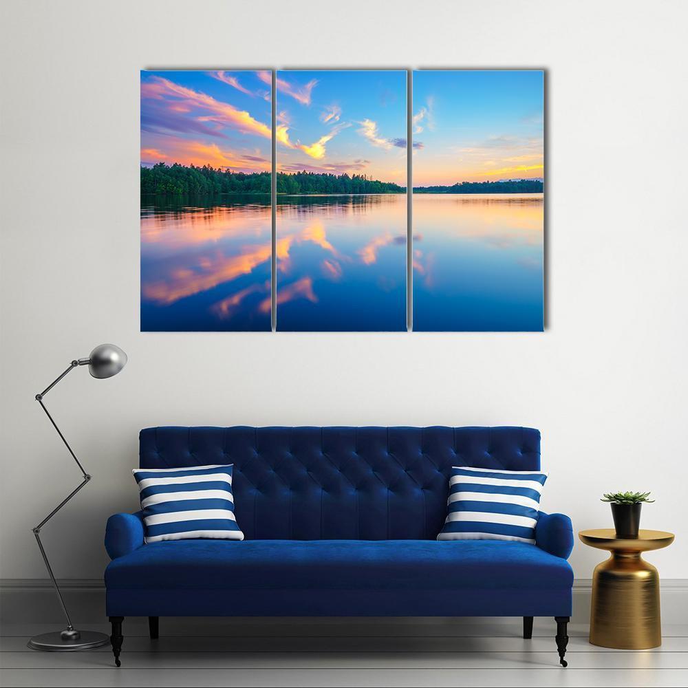 Colorful Sunset Over Forest Canvas Wall Art-3 Horizontal-Gallery Wrap-37" x 24"-Tiaracle