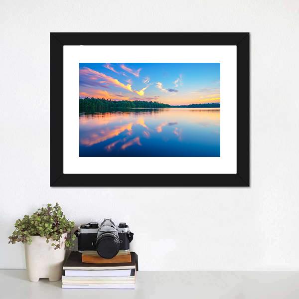 Colorful Sunset Over Forest Canvas Wall Art-3 Horizontal-Gallery Wrap-25" x 16"-Tiaracle