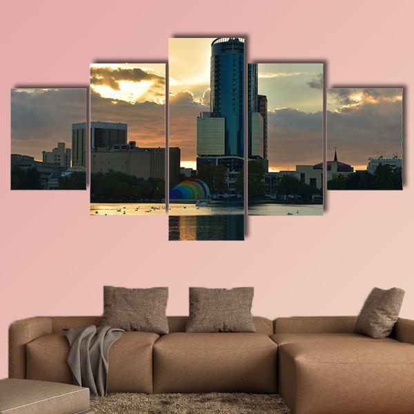 Lake Eola Park Canvas Wall Art-5 Star-Gallery Wrap-62" x 32"-Tiaracle