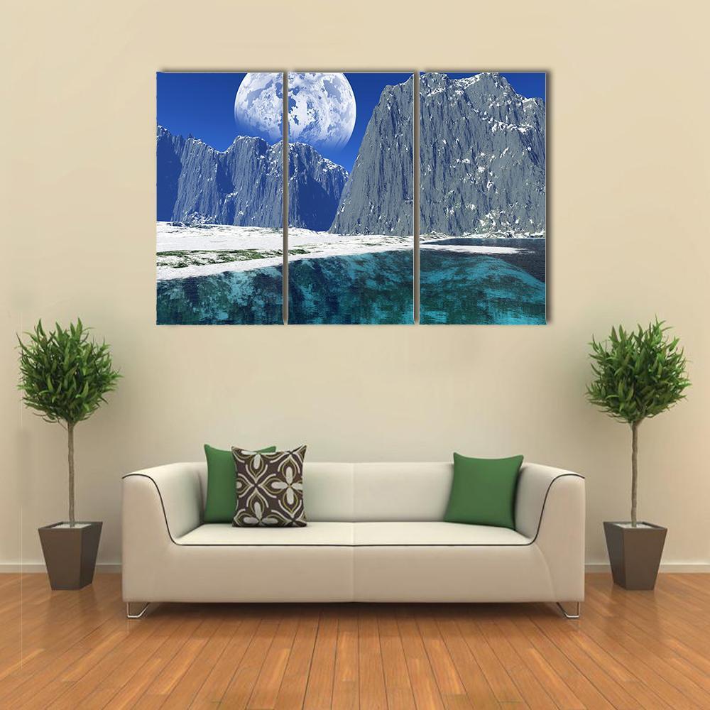 Colorful Winter Coast Canvas Wall Art-4 Pop-Gallery Wrap-50" x 32"-Tiaracle