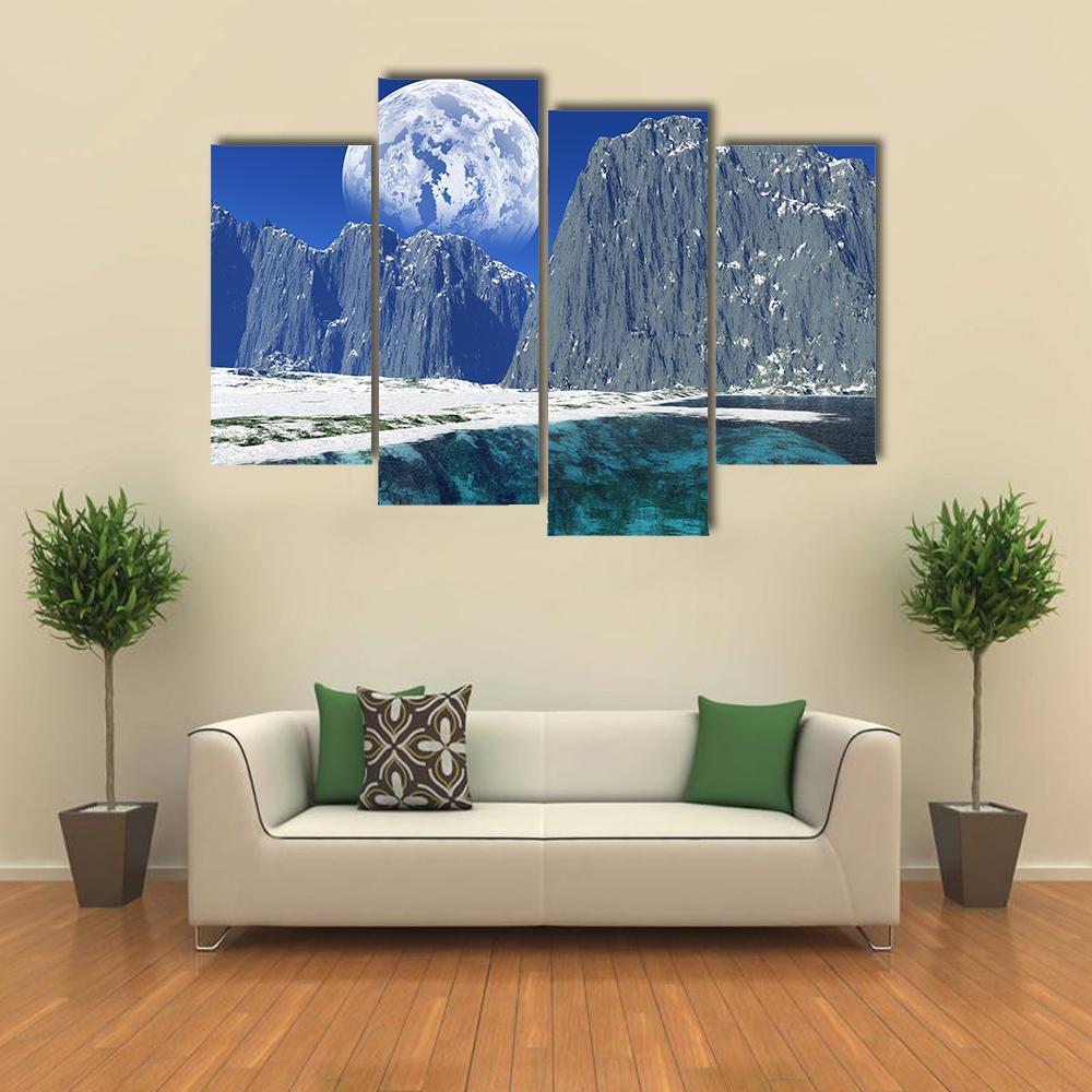Colorful Winter Coast Canvas Wall Art-4 Pop-Gallery Wrap-50" x 32"-Tiaracle