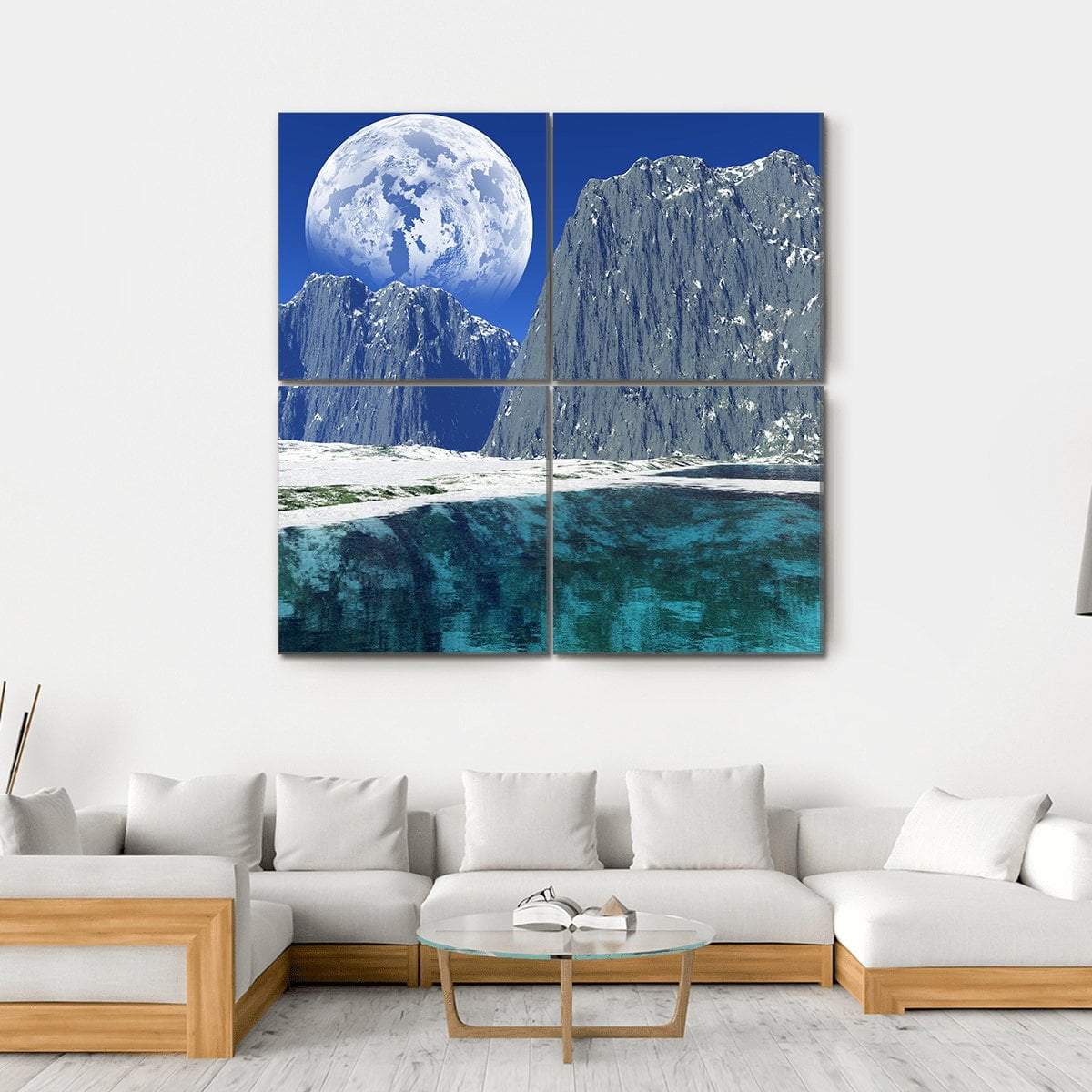 Colorful Winter Coast Canvas Wall Art-4 Square-Gallery Wrap-17" x 17"-Tiaracle