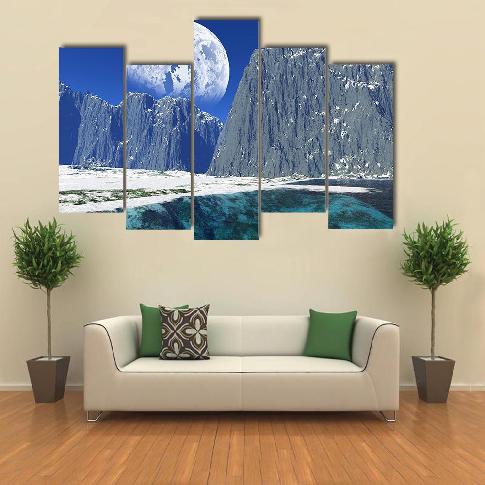 Colorful Winter Coast Canvas Wall Art-5 Pop-Gallery Wrap-47" x 32"-Tiaracle