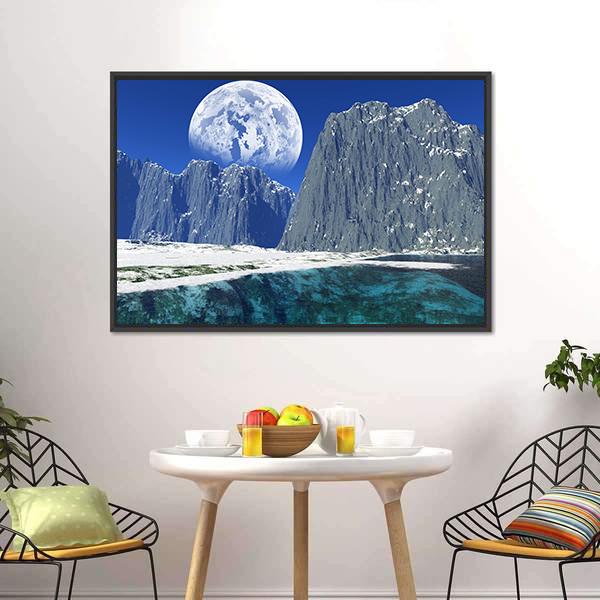 Colorful Winter Coast Canvas Wall Art-1 Piece-Floating Frame-24" x 16"-Tiaracle