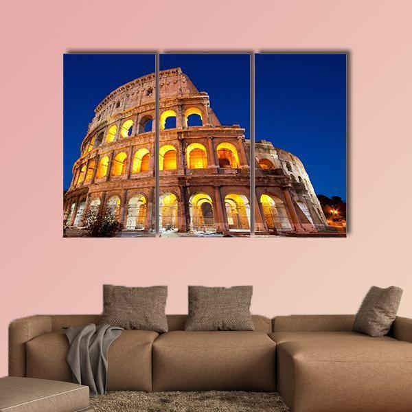 Colosseum At Dusk Canvas Wall Art-3 Horizontal-Gallery Wrap-37" x 24"-Tiaracle