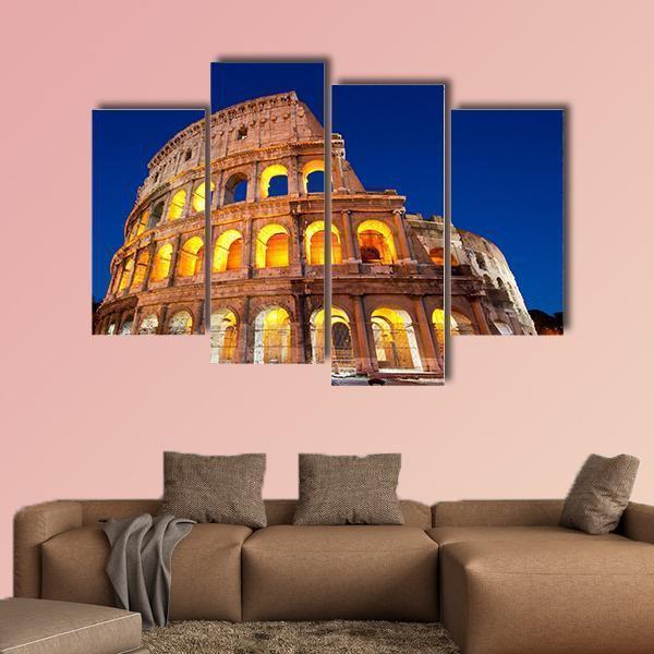 Colosseum At Dusk Canvas Wall Art-4 Pop-Gallery Wrap-50" x 32"-Tiaracle