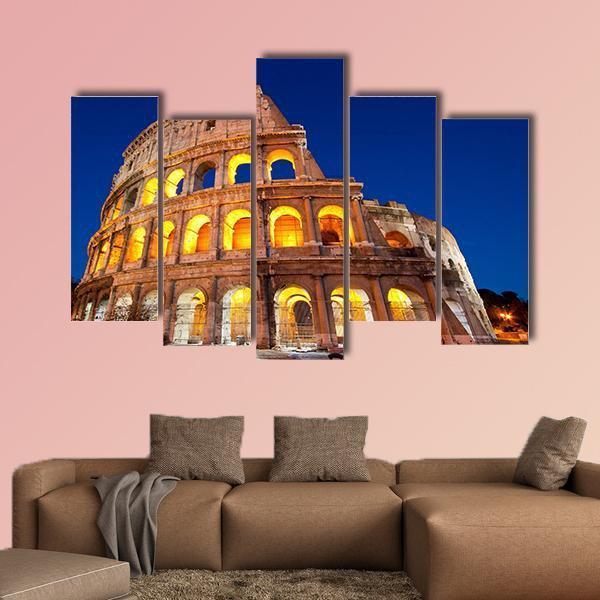 Colosseum At Dusk Canvas Wall Art-5 Pop-Gallery Wrap-47" x 32"-Tiaracle
