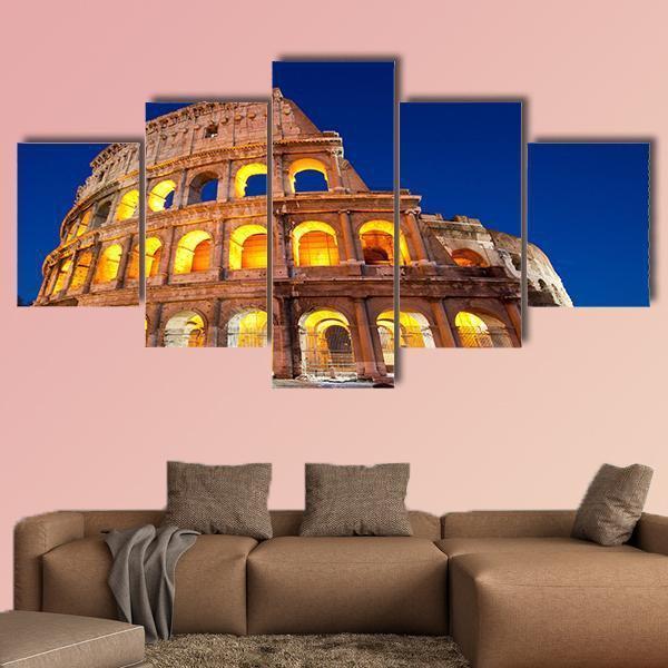 Colosseum At Dusk Canvas Wall Art-5 Star-Gallery Wrap-62" x 32"-Tiaracle