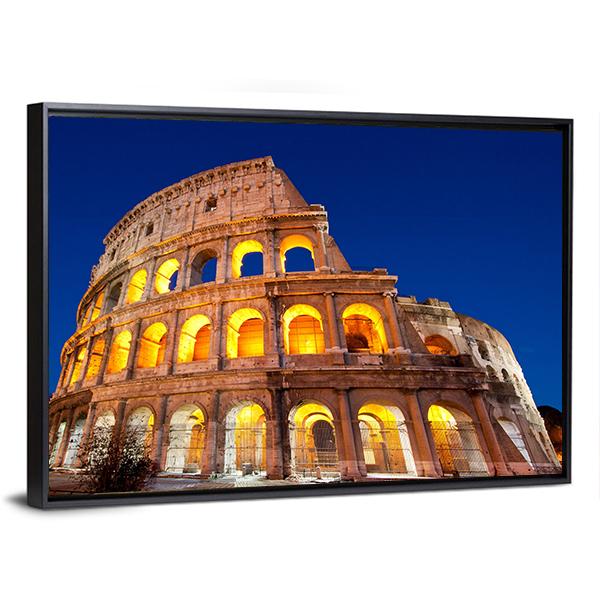 Colosseum At Dusk Canvas Wall Art-3 Horizontal-Gallery Wrap-25" x 16"-Tiaracle