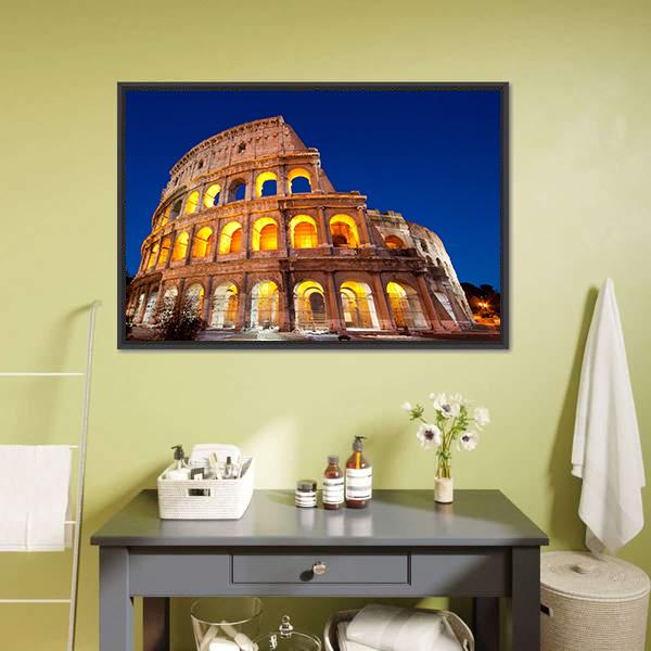 Colosseum At Dusk Canvas Wall Art-3 Horizontal-Gallery Wrap-25" x 16"-Tiaracle
