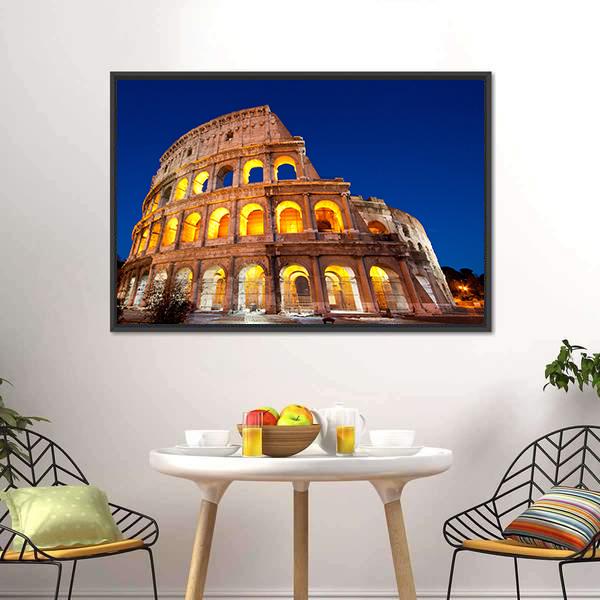 Colosseum At Dusk Canvas Wall Art-1 Piece-Floating Frame-24" x 16"-Tiaracle