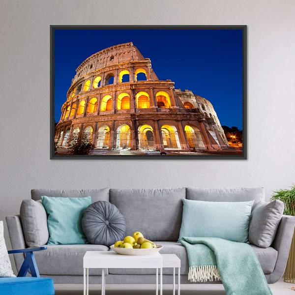 Colosseum At Dusk Canvas Wall Art-3 Horizontal-Gallery Wrap-25" x 16"-Tiaracle