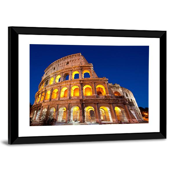 Colosseum At Dusk Canvas Wall Art-3 Horizontal-Gallery Wrap-25" x 16"-Tiaracle