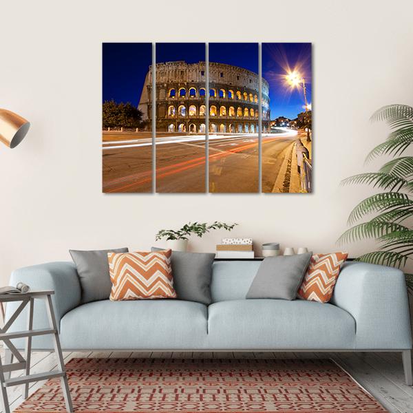 Colosseum At Night Canvas Wall Art-4 Horizontal-Gallery Wrap-34" x 24"-Tiaracle