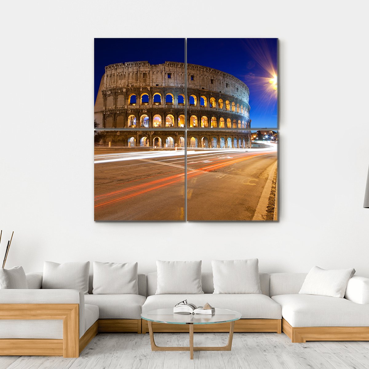 Colosseum At Night Canvas Wall Art-5 Horizontal-Gallery Wrap-22" x 12"-Tiaracle