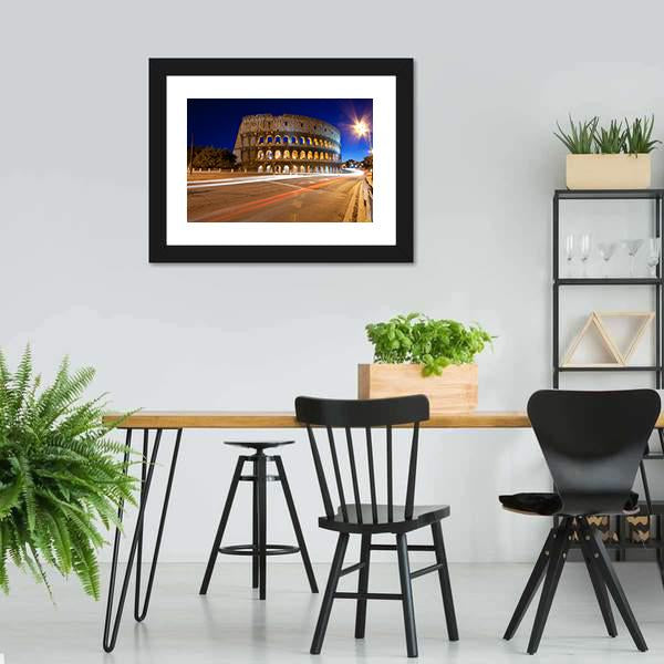 Colosseum At Night Canvas Wall Art-5 Horizontal-Gallery Wrap-22" x 12"-Tiaracle