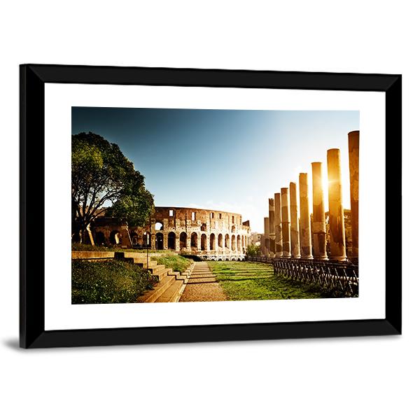 Colosseum In Clear Day Canvas Wall Art-5 Horizontal-Gallery Wrap-22" x 12"-Tiaracle
