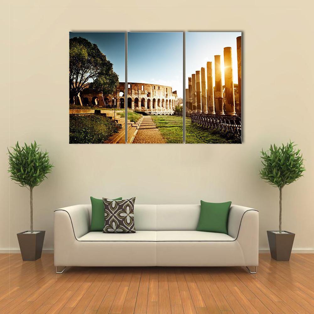 Colosseum In Clear Day Canvas Wall Art-3 Horizontal-Gallery Wrap-37" x 24"-Tiaracle