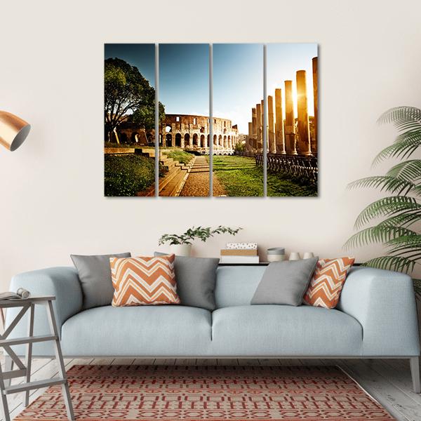 Colosseum In Clear Day Canvas Wall Art-1 Piece-Gallery Wrap-36" x 24"-Tiaracle