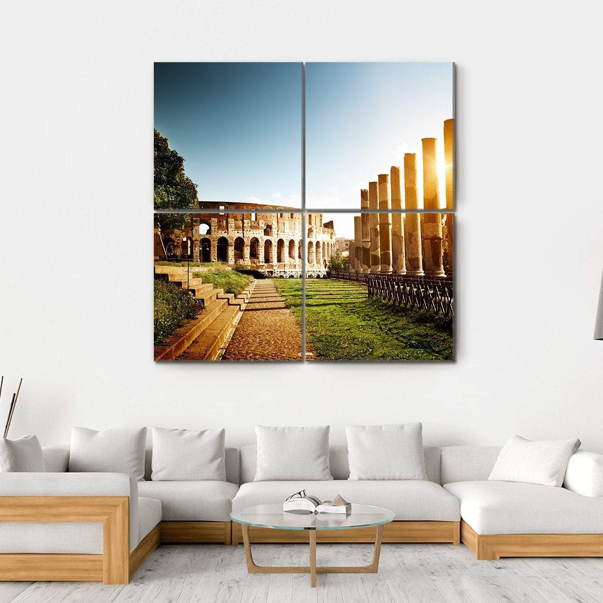 Colosseum In Clear Day Canvas Wall Art-4 Square-Gallery Wrap-17" x 17"-Tiaracle