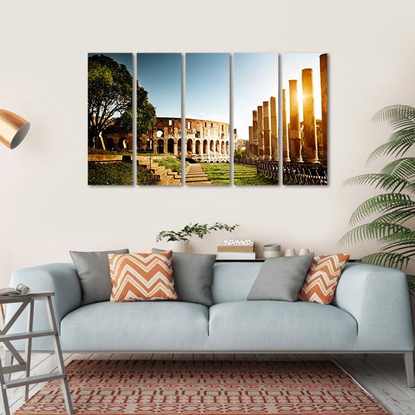 Colosseum In Clear Day Canvas Wall Art-5 Horizontal-Gallery Wrap-22" x 12"-Tiaracle
