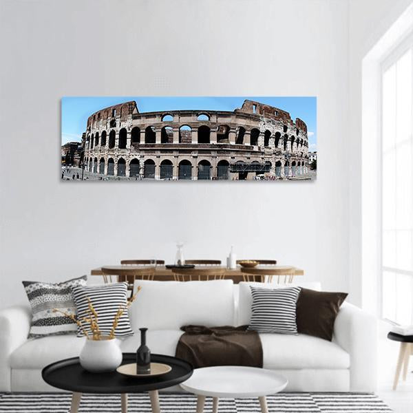 Colosseum In Italy Panoramic Canvas Wall Art-1 Piece-36" x 12"-Tiaracle